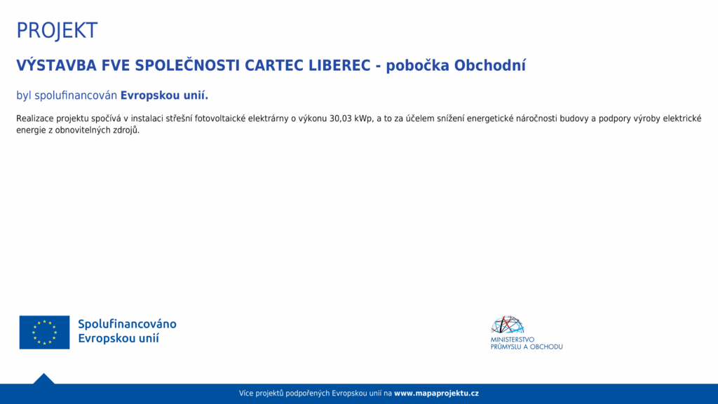 PROJEKT VÝSTAVBY FVE | CARTEC LIBEREC, OBCHODNÍ